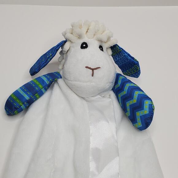 Wee Believers Child of God Lamb Sheep Lovey White Blue Security Blanket - Picture 5 of 13